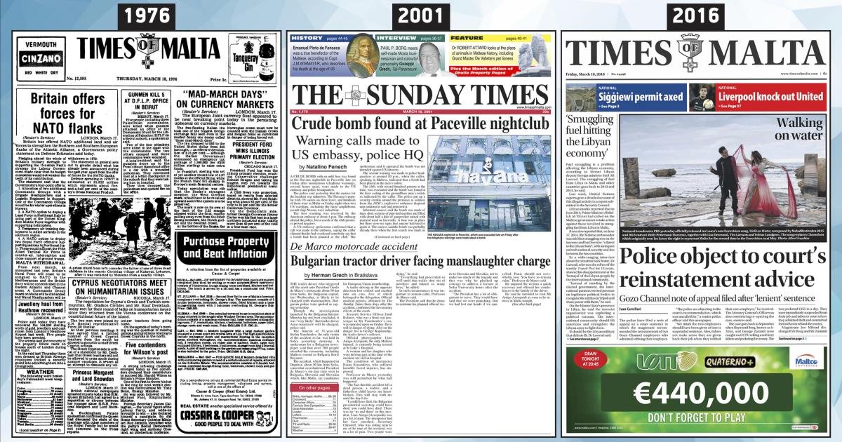 18 Mart: Times of Malta'nın 10, 25 ve 50 yıl önceki manşetleri