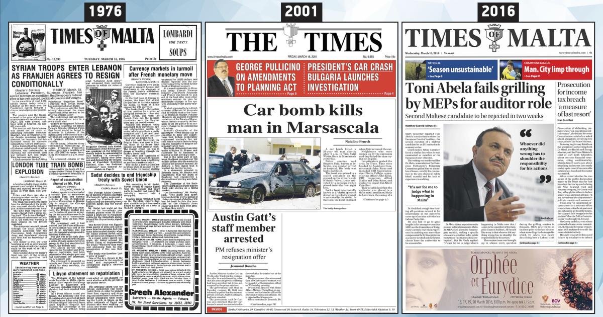 16 Mart: Times of Malta'nın 10, 25 ve 50 yıl önceki manşetleri