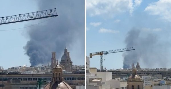 Mqabba'daki Hurdalık Yangınında Gökyüzünü Kapkara Duman Kapladı