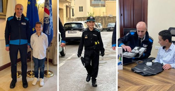 10 Yaşındaki Benjamin Karnaval'da Polis Kıyafeti Giyerek Malta Polisinin Gönlünü Fethetti