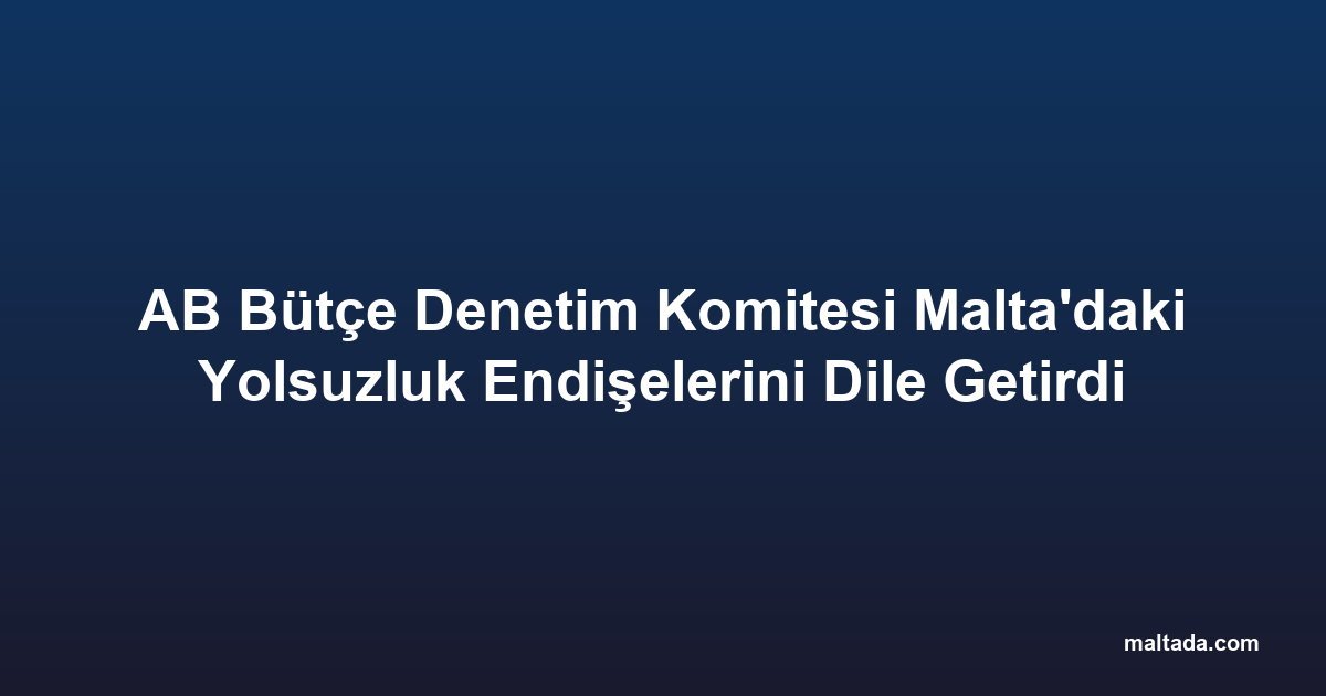 AB Bütçe Denetim Komitesi Malta'daki Yolsuzluk Endişelerini Dile Getirdi