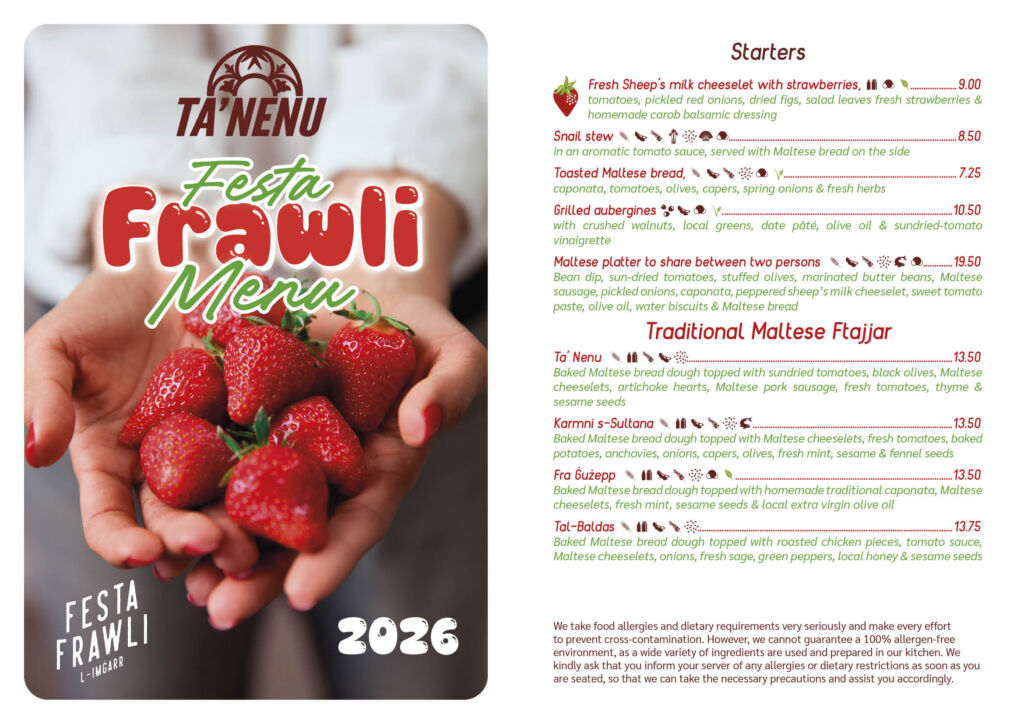 Ta' Nenu Festa Frawli menüsü