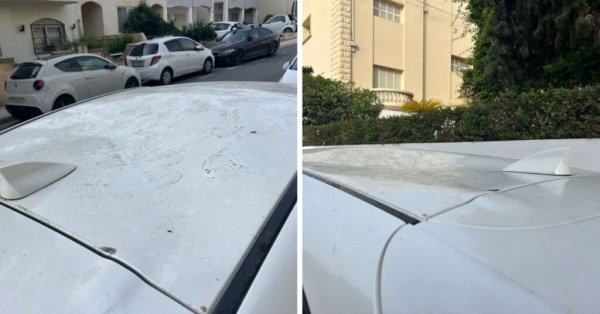 Swieqi'de Araçların Üzerine Atlayan Kişiler Güvenlik Kamerasına Yakalandı