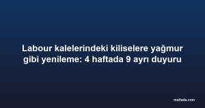 Labour kalelerindeki kiliselere yağmur gibi yenileme: 4 haftada 9 ayrı duyuru