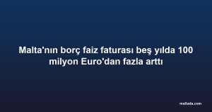 Malta'nın borç faiz faturası beş yılda 100 milyon Euro'dan fazla arttı