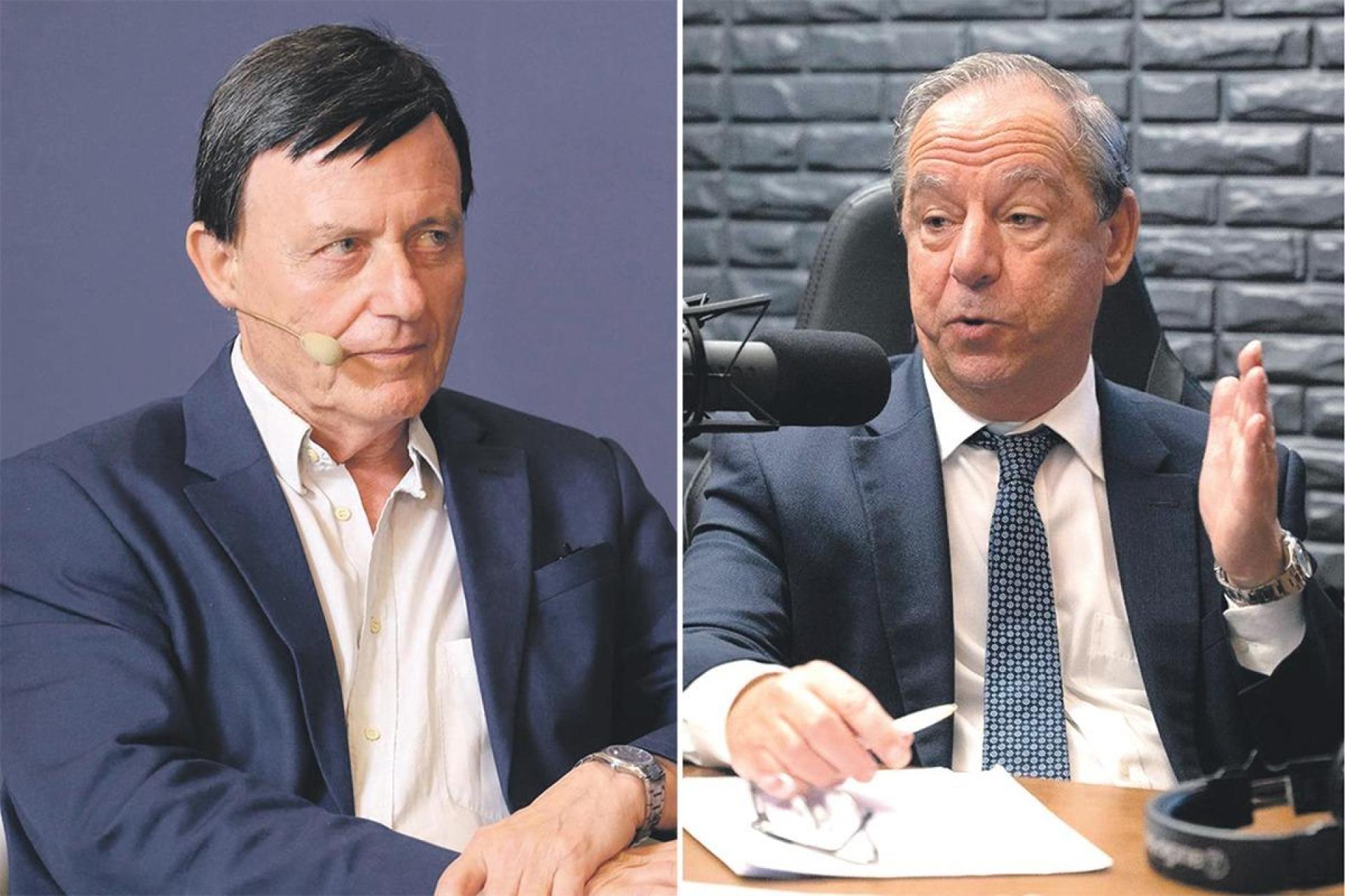 Eski başbakanlar Alfred Sant (solda) ve Lawrence Gonzi.