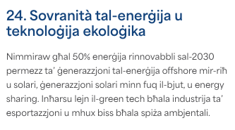 Manifesto daha sonra %50 hedefini listeliyor.