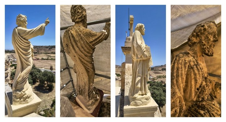 Capuchin Kilisesi'ndeki Aziz Petrus ve Aziz Pavlus Heykelleri Restore Edildi