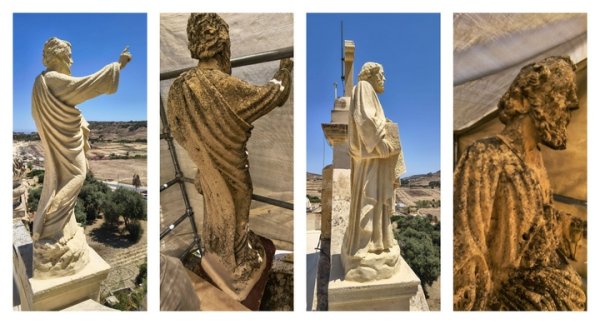 Capuchin Kilisesi'ndeki Aziz Petrus ve Aziz Pavlus Heykelleri Restore Edildi