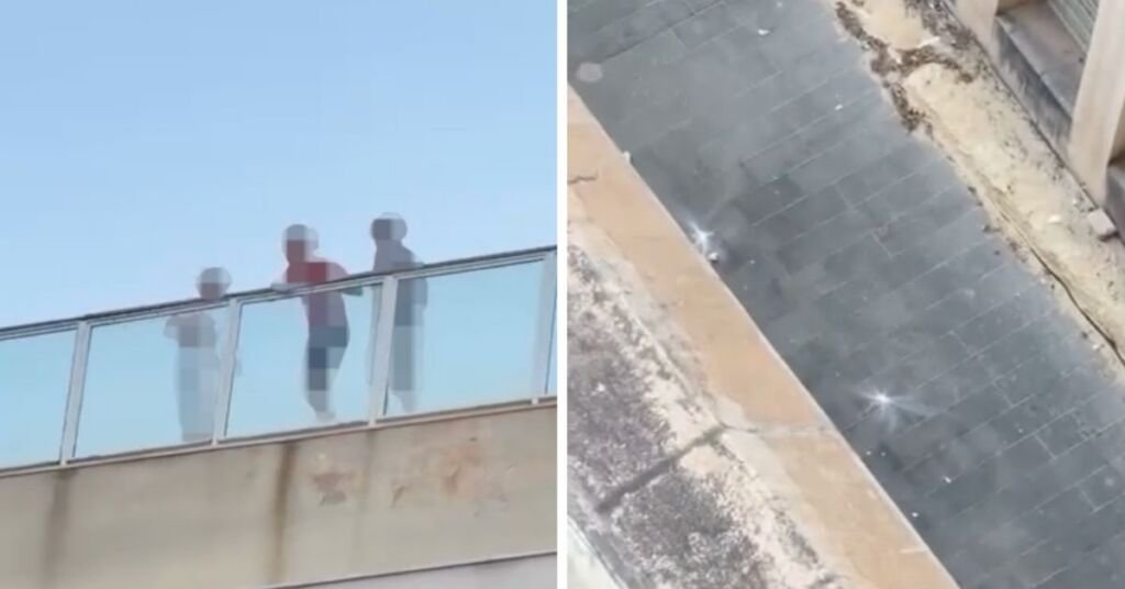 Tigné Point'te Çocuklar Çatıdan Yola Kaya Atarken Görüntülendi