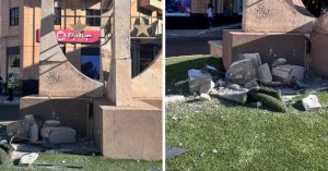 Fgura'da Taksi Döner Kavşaktaki Anıta Çarptı: Anıt Büyük Hasar Gördü