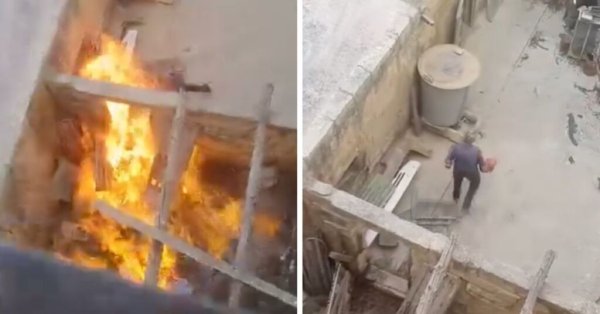 St Julian's'ta Dehşet Anı: Adam, İnşaat İşçilerinin Altında Ateş Yaktı