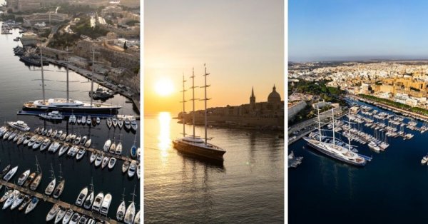 105 Metrelik Yelken Süper Yat Black Pearl Valletta'ya Ulaştı