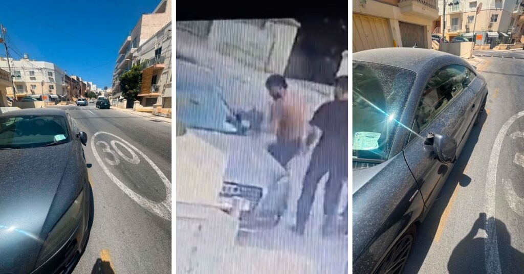 Swieqi'de Turist, Arabanın Yan Aynasını Kırarken Kameraya Yakalandı