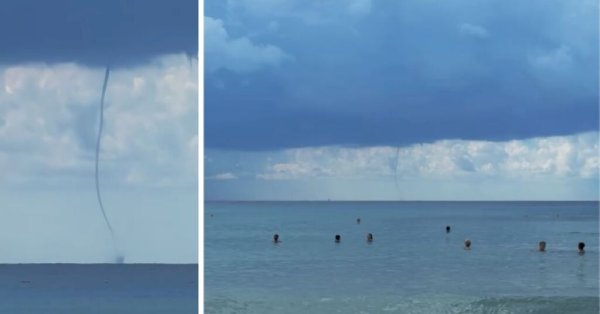 Dün Malta'da dengesiz hava etkili olurken Golden Bay açıklarında su hortumu görüldü