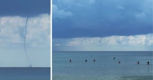 Dün Malta'da dengesiz hava etkili olurken Golden Bay açıklarında su hortumu görüldü