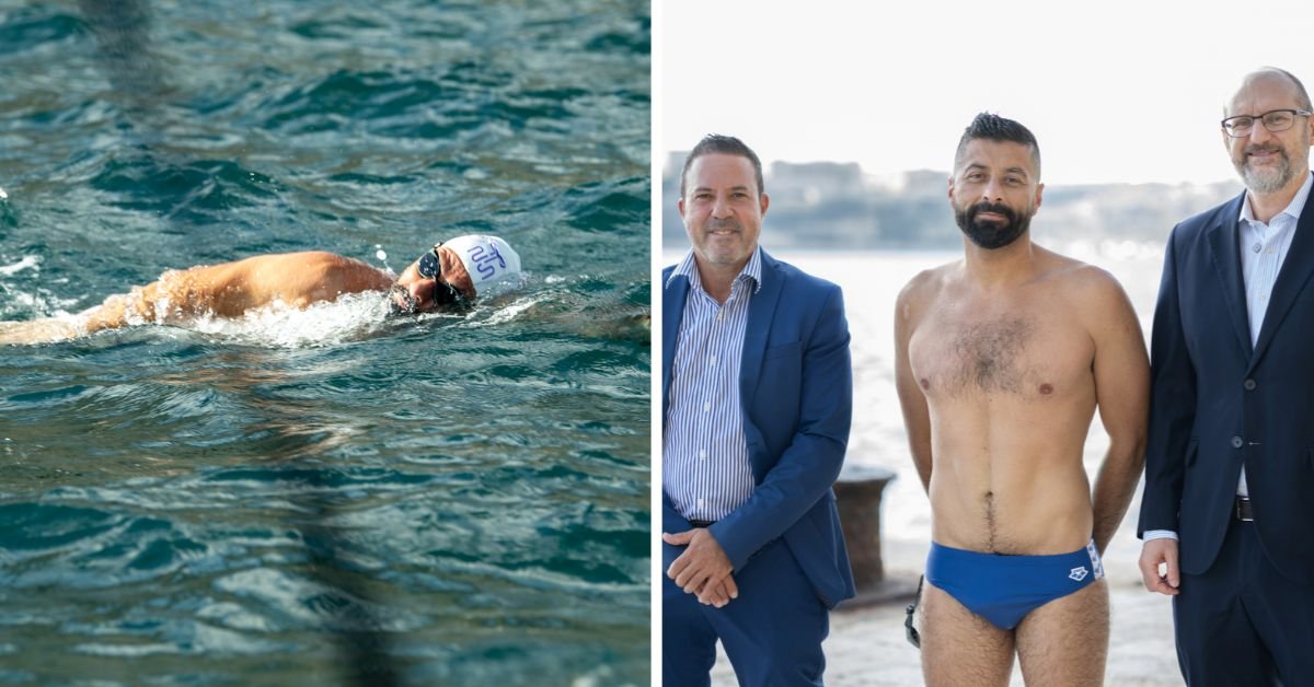Malta'nın Büyük Limanı'nda efsanevi Büyük Kuşatma yüzüşünü yeniden yapan Neil Agius