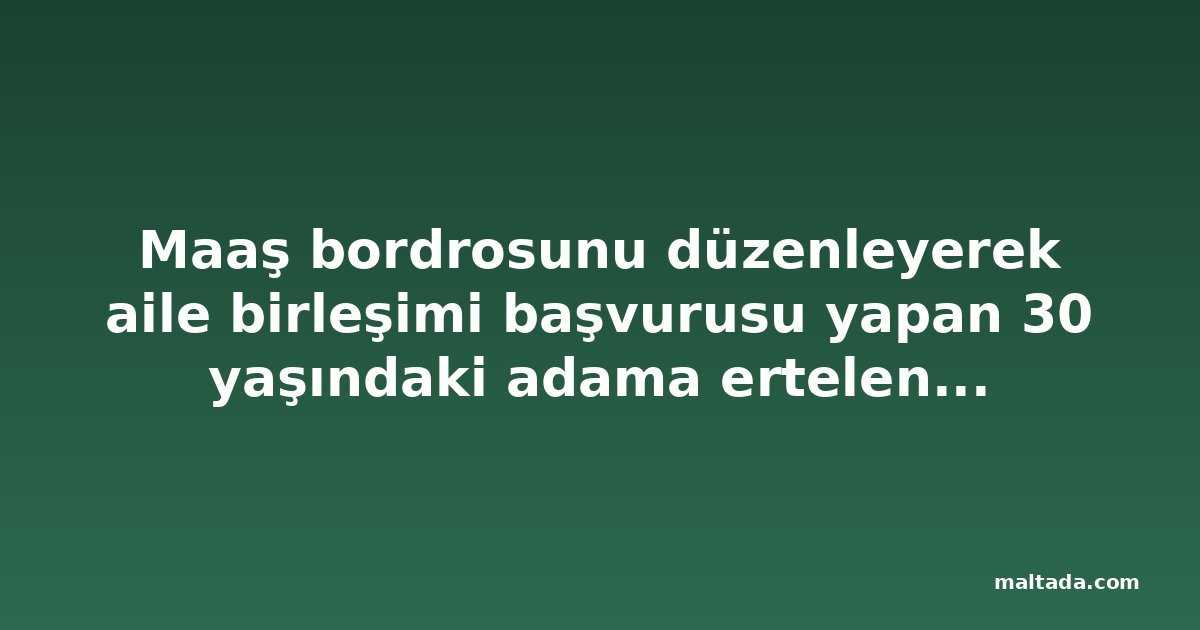 Maaş bordrosunu düzenleyerek aile birleşimi başvurusu yapan 30 yaşındaki adama ertelenmiş hapis