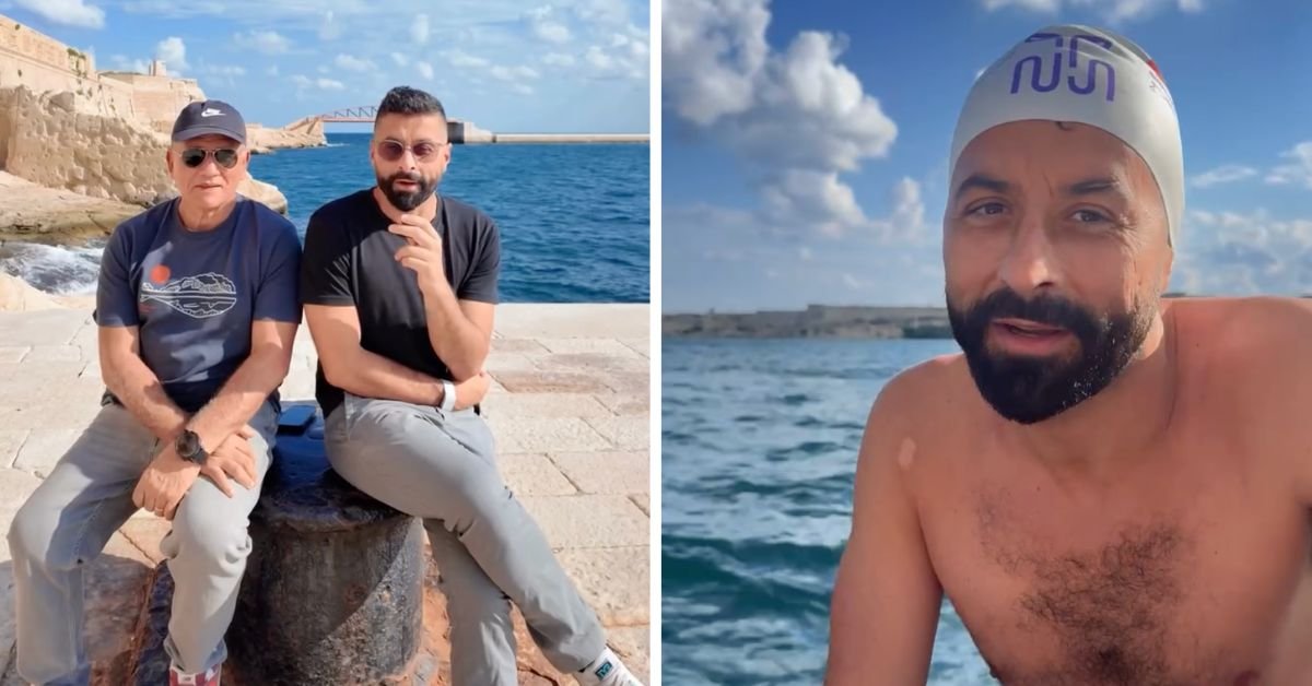 Rekorcu yüzücü Neil Agius, Fort St Angelo'dan Fort St Elmo'ya yüzerek trafiği geçti