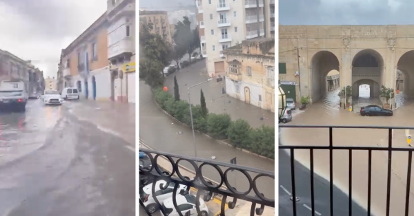 Malta'da şiddetli yağmur ve şimşek: Birçok bölgede sel