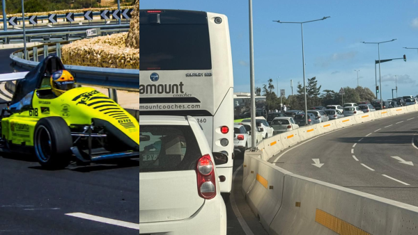 Mellieħa Bypass tepe tırmanışı için kapalı, çevrede trafik birikiyor