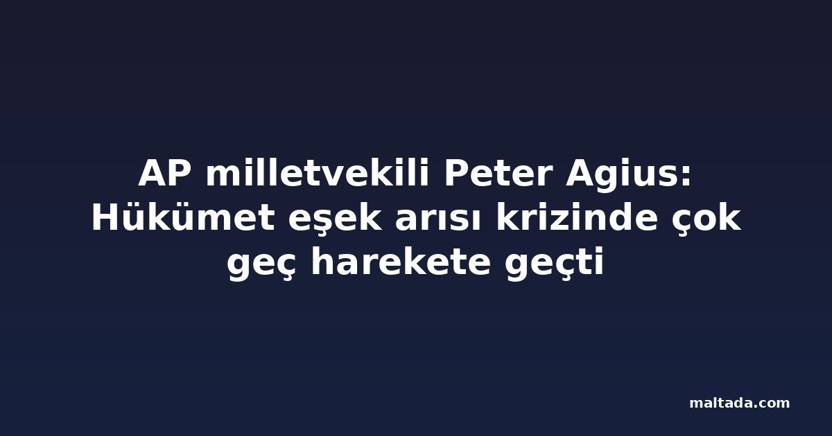 AP milletvekili Peter Agius: Hükümet eşek arısı krizinde çok geç harekete geçti