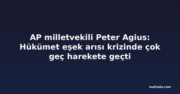 AP milletvekili Peter Agius: Hükümet eşek arısı krizinde çok geç harekete geçti